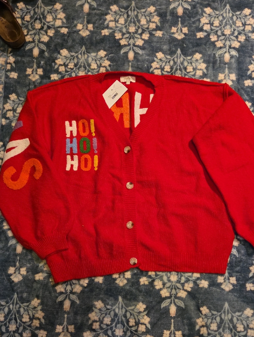 Red Holiday 'HO! HO! HO!' Button-Up Sweater Cardigan